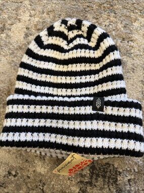 FP Movement by Free People Black & White Striped Knit Beanie